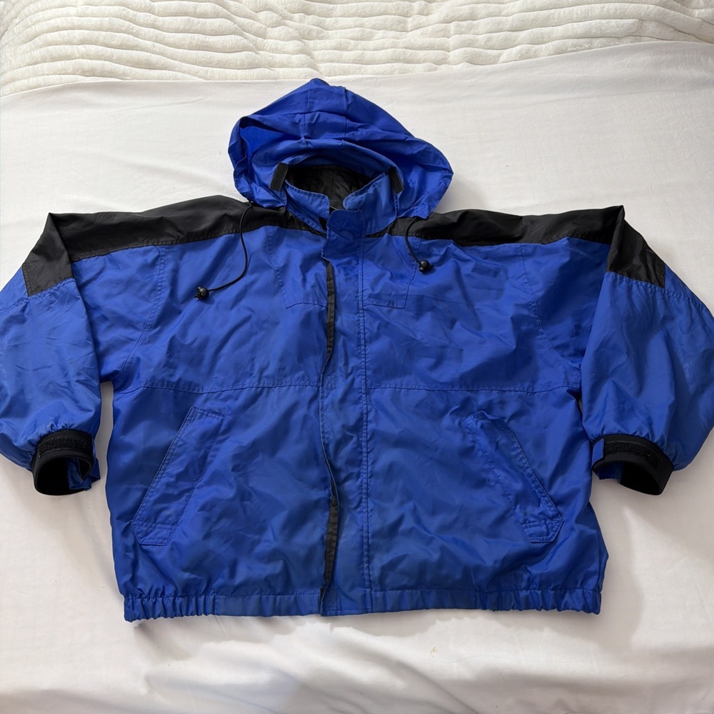 Vintage 1990s Marlboro Blue Windbreaker Jacket Coat Unlimited Hooded XXL Rare